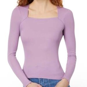 Angled-Neck Long Sleeve Top